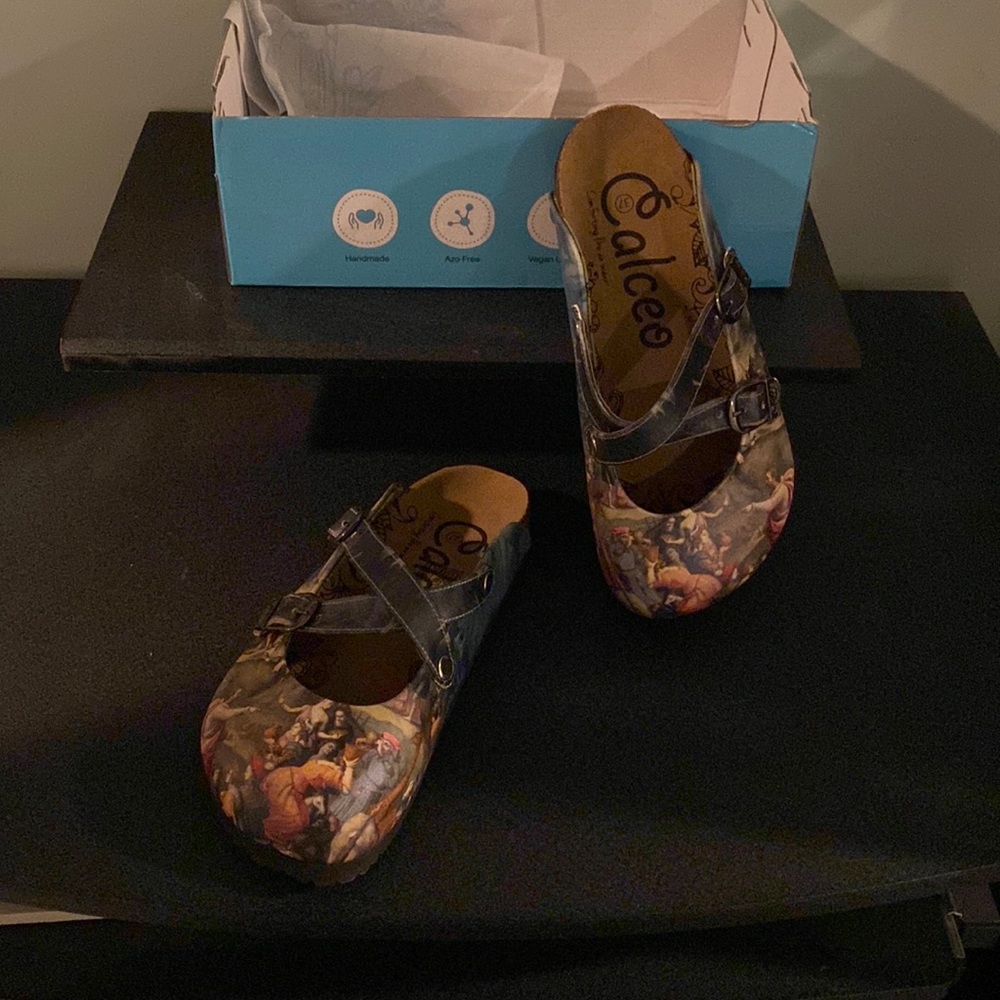 Beautiful Renaissance design shoes with the comfort of a clog NWT never worn
